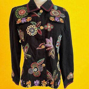 Vtg. BEREK Hysteric Glamour Artsy Jacket Blazer Womens M Embroidered Beaded